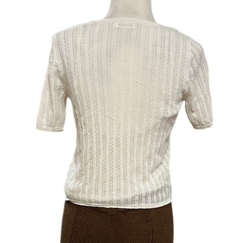 A.L.C. Cream Layered Knit Top Set Sheer Short Sleeve Sweater + Cami Size Medium - Picture 3 of 7